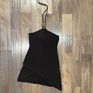 Like New Spaghetti Strap Halter Dress with Asymmetrical Hem